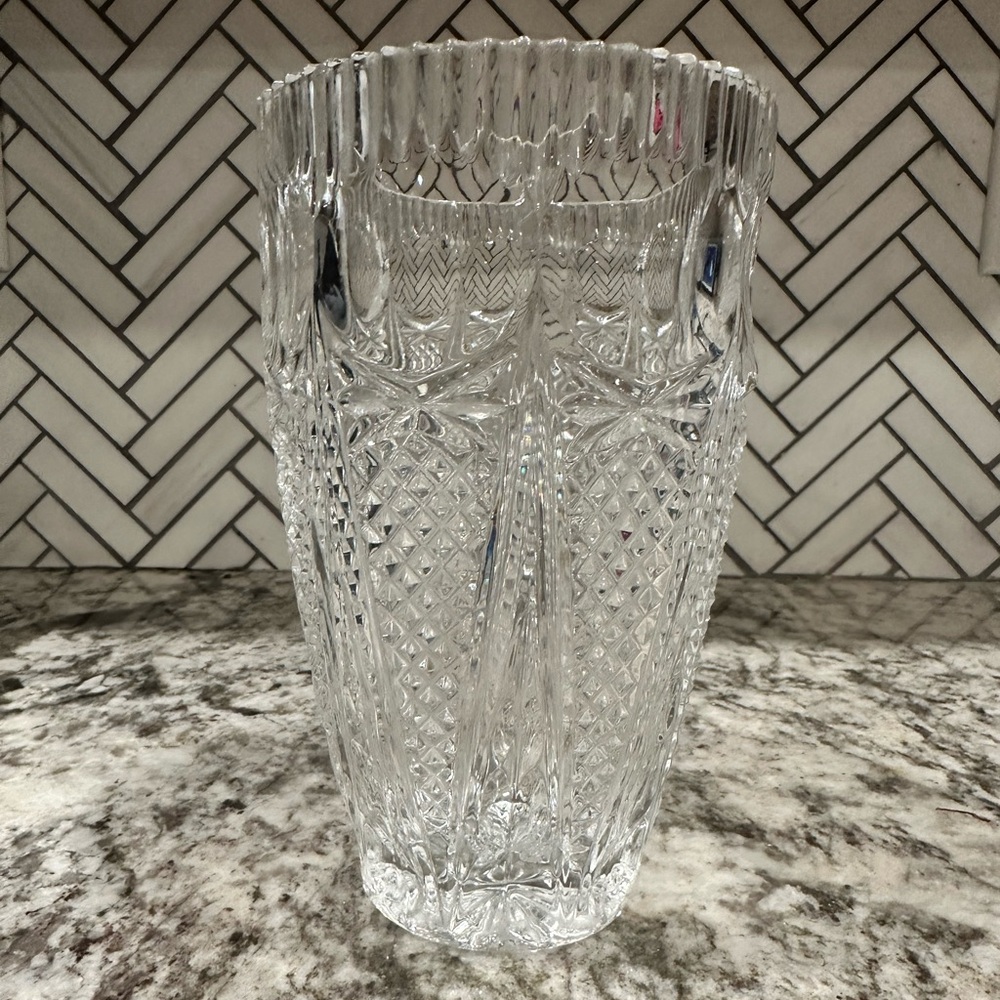 Vintage 8” Bohemian Crystal Glass Vase